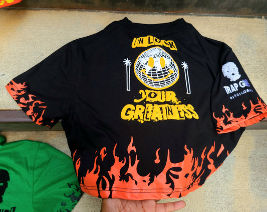 *Preorder* Unlock Your Greatness Cropped *Flames* T-SHIRT